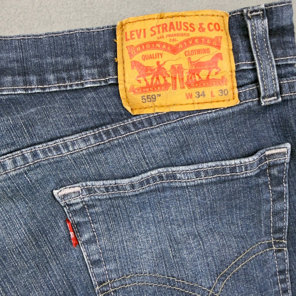 Levis 559 Relaxed Straight Leg Jeans Mens 34x30 Dark Wash Blue Denim - Picture 2 of 10